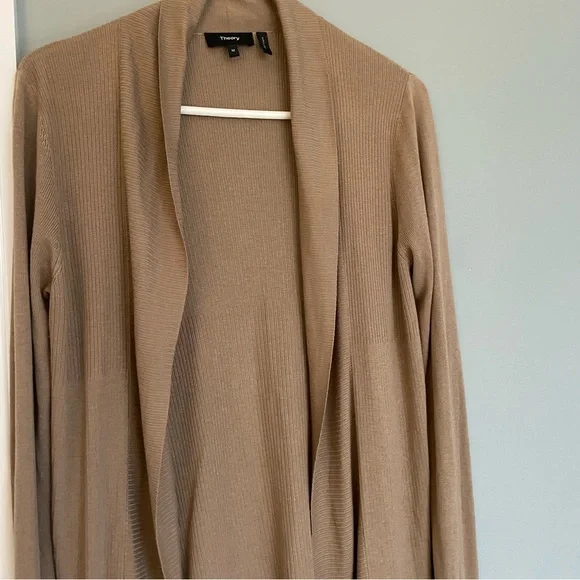 Theory Dorinsa O Honey Open Cardigan Duster Sweater - Picture 2 of 11